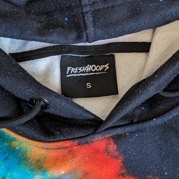 Fresh Hoods Graphic Neon Unicorn Space Hoodie Size S Rainbow Pink Yellow… - Picture 8 of 11
